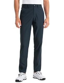CRZ YOGA Men's Stretch Golf Trousers - 32" Slim Fit Quick Dry Work Casual Outdoor Waterproof Pant with Pockets True Navy 32W x 32L