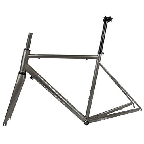 HIMALO 700c Road Bike Frameset 44/47/50/53/56CM Cr-Mo Steel Frame QR 100/130mm Rim Brake Frame with Carbon Fork(Dark Gray,56cm)