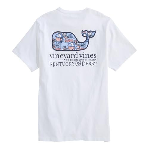vineyard vines Men's Kentucky Derby Sticker Whale Fill Short-Sleeve Pocket Tee