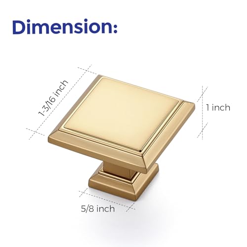 Image of Ravinte 30 Pack 1-3 /16 Inch Champagne Bronze Kitchen Square Cabinet Knobs Solid Drawer Pulls Single Hole Kitchen Cabinet Hardware Knobs for Cabinets and Drawers