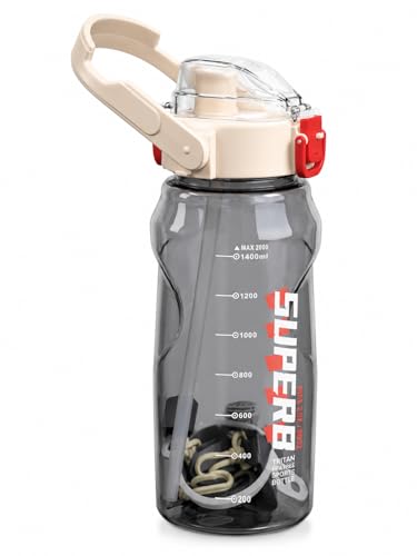 Image of Plastic Big Capacity 2 Liter Sports Water Bottle Porteble Mouth with Intack Ml Marking (White)