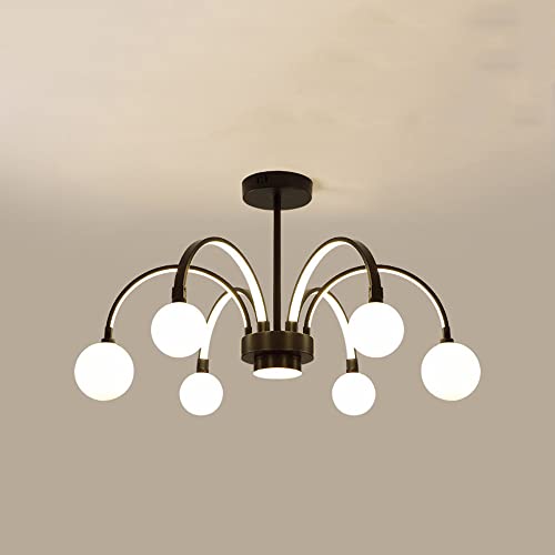 Lámpara Colgante empotrada Moderna de Gran tamaño con Forma de Estrella, lámpara de Techo Decorativa de Cristal para Cocina, Isla, Sala de Estar y Dormitorio (6 Luces oscuras).