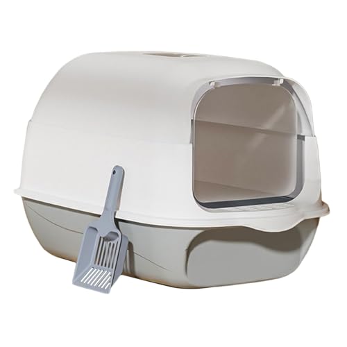Arenero cerrado para gato con puerta gris 50x35x35cm miniatura 1