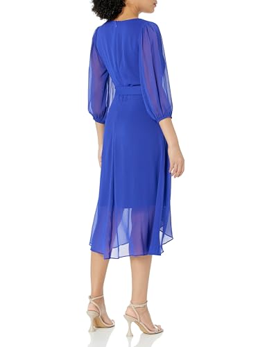 Image of DKNY Women's Half Balloon Sleeve Faux Wrap Midi Dress