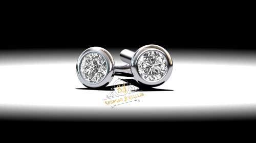 Image of SJ SHUBHAM JEWELLERS 92.5-925 Sterling Silver Round Shape White Cubic Zirconia Prong /Cup Setting Nose Pin Stud for Women Girls Size 2MM 3MM Size Pure Silver