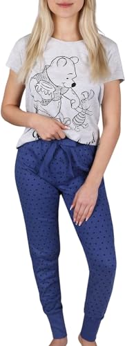 Winnie The Pooh Damen Schlafanzug Lang, blau, S