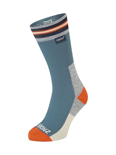Image of SEALSKINZ Surlingham Waterproof All Weather Mid Length Striped Cuff Sock