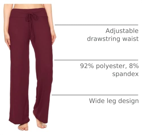 Image of Leggings Depot Women's Wide Leg Drawstring Pajama Pants for Lounge, Sleep