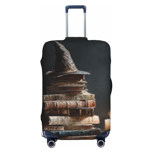 Old Books Witch Hat Candle Fantasy Art Elastic Travel Luggage Covers Dustproof Scratch-Resistant Suitcase Protector Fit 22-24 Inch