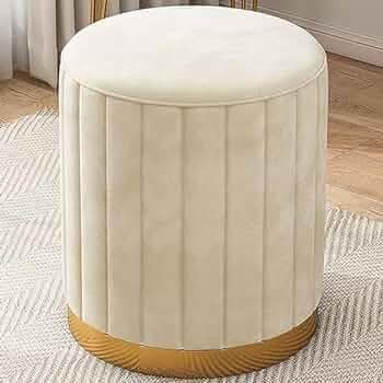 Small Footstool Ottoman Pouffe for Living Room Sitting Pouffes Upholstered Puffy for Foot Rest & Seating Pouf Puffy Mudda for Home, Office, Bedroom Dcor 15 x 15 x 16 Inch - Cream-image-41