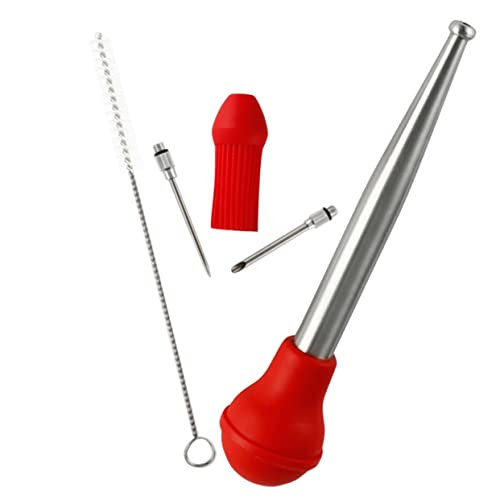 Cabilock Bbq Tools Set Bbq Sauce Seasoning Tube Baster Turkey Baster Flavor Injector Made of Stainless Steel and Silicone