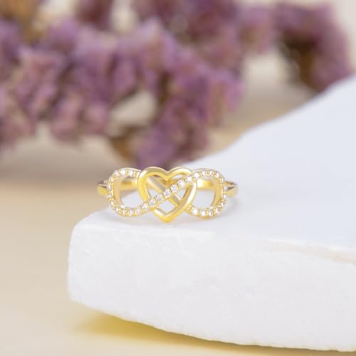 SISGEM Solid 14K Gold Infinity Heart Ring for Women,Real Gold Heart Moissanite Promise Ring Wedding Bands Ring Engagement Ring Jewelry Gifts For Mon Wife Valentine's Day Anniversary Birthday3