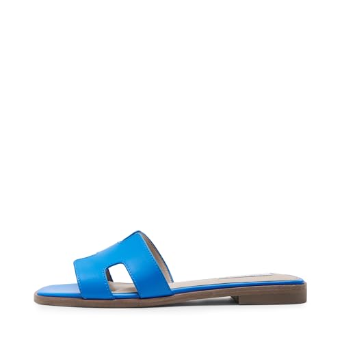 Steve Madden Women's Hadyn Sandal, Blue Leather, 9.5