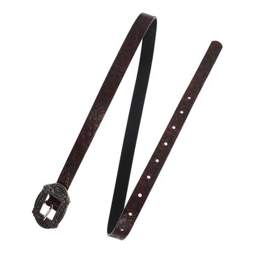 Men's Western Cowboy Belt Floral Embossed PU Waist Belt for Casual and Formal Wear Vintage Design with Distressed Aesthetic Elegant Craftsmanship Unique Floral Pattern