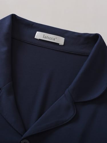 Latuza Men's Bamboo Viscose Button Down Pajama Top Long Sleeve Sleep Shirt3