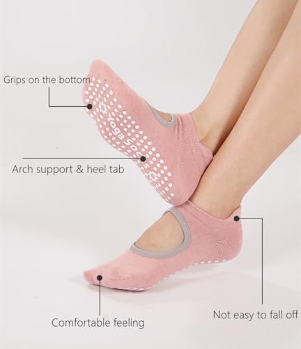 QFM Grip Pilates Socks for Women Non Slip Yoga Socks Open Top Athletic Socks for Barre Ballet Barefoot Workout Hospital3