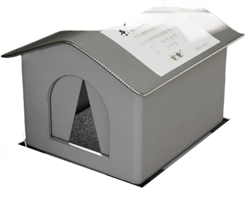 Citybaby暖房付き冬用屋外猫ハウス 耐候性野良猫シェルター 防水防雨耐寒性 傾斜屋根 PVC トップカバー付き 複数猫対応断熱密閉型キャットハウス 屋外猫の暖かい巣としてのペットテント (グレー,33*33*33センチメートル)