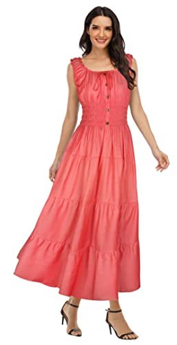 Image of OSTOO Women's 2026 Summer Boho Floral Print Tiered Casual Flowy Long Maxi Dress