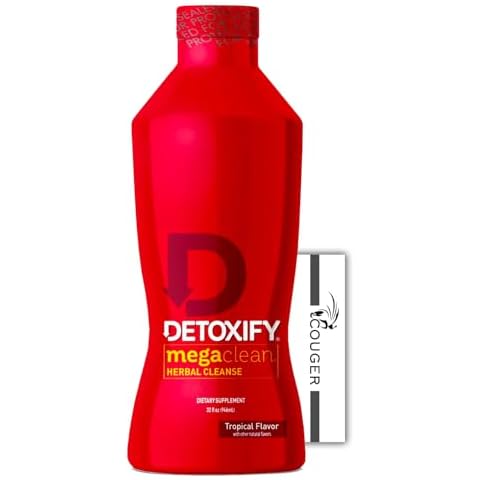 Couger Detox Premium Cleanse – Tropical Flavor – 32 oz – Herbal Detox Drink – with Couger Card Bundle Cover