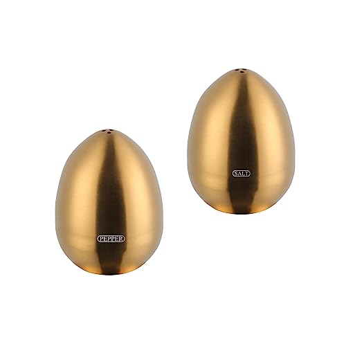 Mingcheng HZCA401 2-Piece Set Gold Salt Pepper Shakers, Cute Egg Shape Stainless Steel Condiment Jar cover