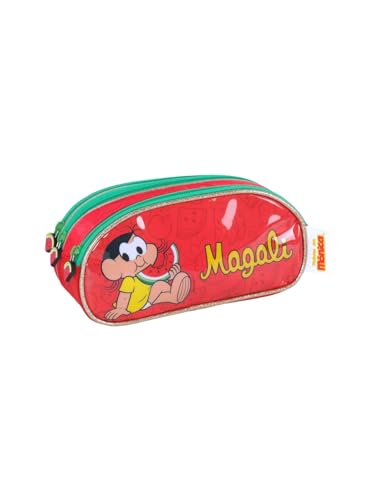 Estojo Triplo Escolar Infantil Turma Da Mí´nica Magali Menina - Vermelho