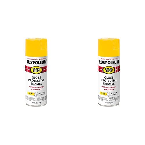 Image of Rust-Oleum 7747830 Stops Rust Spray Paint, 12 Ounce, Gloss Sunburst Yellow, 12 Fl Oz (Pack of 2)