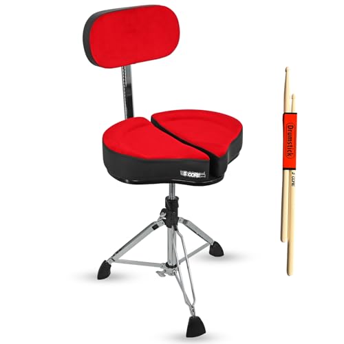 5 CORE Drum Throne 5 Inch Padded Velvet Top Split Spine Support Seat 441Lb Capacity Chair w Backrest...