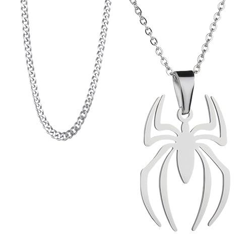 RZCXBS Collar con colgante de araña de acero inoxidable ligero para mujeres y hombres, Metal, No es una piedra preciosa
