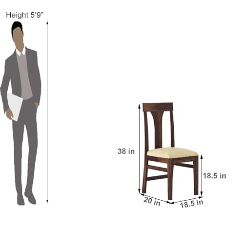 Sheesham Wood 6 Seater Dining Table with Cushioned Chairs for Living Room Wooden Dining Room Set for Home (Walnut Finish)