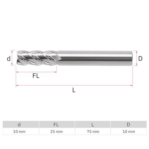 Image of MYS Cermet Master Finishing End Mill -4 Flute-8mm, 10mm for Drill Press & Milling Machine,CNC Router Bits Carbide Speed Square for Medium &Low-Carbon Steel，High Speed Machine & More
