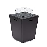 Feuerschale Palermo I Gas Feuerstelle mit Glas – Outdoor Feuertisch für Garten & Terrasse, Propan Feuerkorb wetterfest, Moderne Feuerstelle
