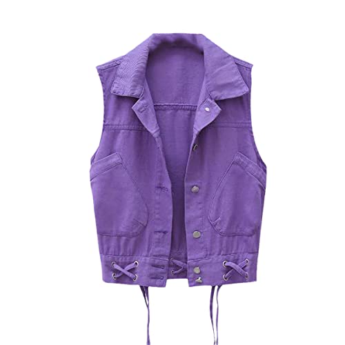 Gilet en jean noir femme veste sans manches courte mode coréenne S