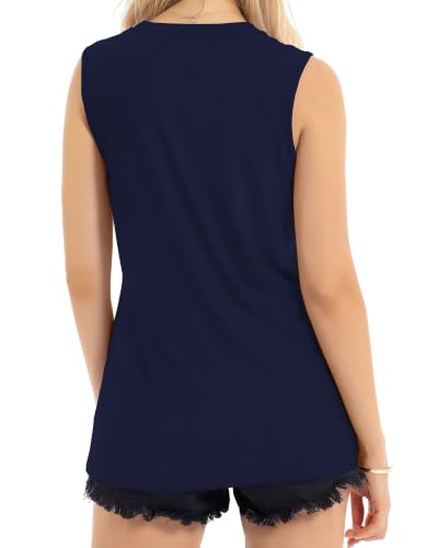 Image of Womens Tank Tops Summer Casual Sleeveless Top Loose Fit Basic Tunic Shirts