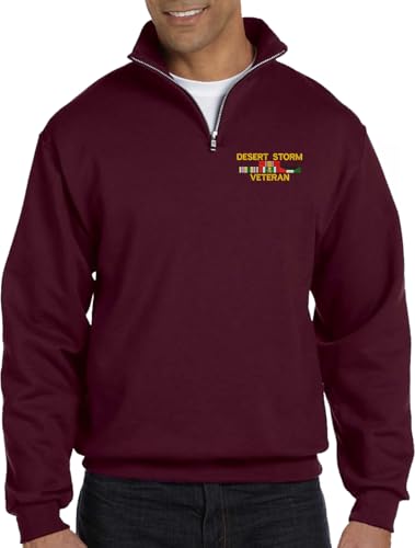 MilitaryBest Desert Storm Veteran with 4 Service Ribbons Embroidered Quarter-Zip Pullover