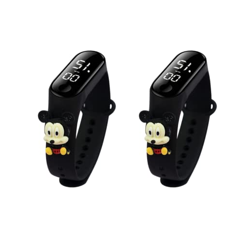 Truvic Creative Design Touch Button Digital Led Watch Cartoon Band Type Mens Watch Womens Watch Boys Watch Girls Watch Combo Watch(Mickey Mouse)