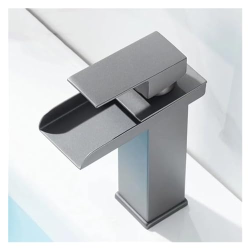 TLLCHYL Grifo de Lavabo de baño Moderno en Cascada Negro con Mezclador Monomando para Fregadero de Cocina Mezclador de Lavabo Cuadrado con Agua fría y Caliente Acabado Cromado y Dorado