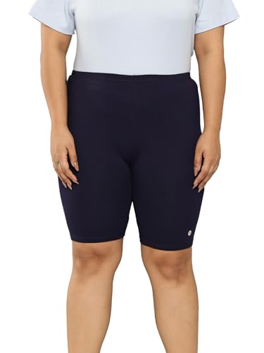Image of LEADING LADY Women's Solid Cotton Mid Rise Shorts | Skinny fit Short for Workout, Yoga, Gym & Running Shorties (Pack of 3)
