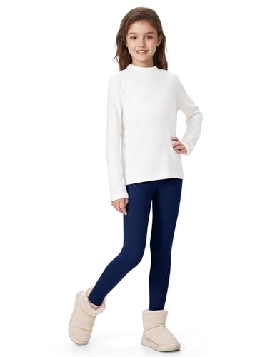 Auranso Girls Winter Warm Cotton Fleece Lined Leggings Thick Thermal Tights Pants3