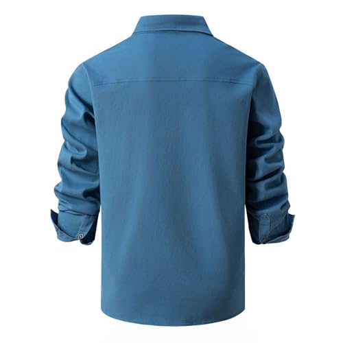 Image of Lu's Chic Men's Shirt Jacket Soft Trucker Long Sleeve Cotton Shacket Fall Classic Button Casual Western