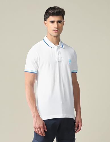 Image of U.S. POLO ASSN. Solid Slim Fit Polo T Shirts for Men - 100% Cotton, Half Sleeves Mens Tshirt