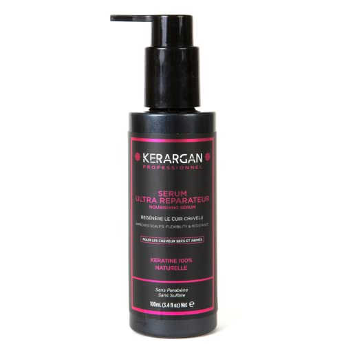 Kerargan - Suero capilar con queratina para regenerar, fortalecer, dar brillo y embellecer el cabello de forma natural - Para cabellos secos y dañados - Sin sulfatos, parabenos ni siliconas - 100 ml