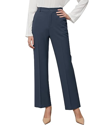 GRAPENT Pants for Women Work High Waisted Dress Pants Business Casual Relaxed Fit Straight Leg Elastic Waist Trousers