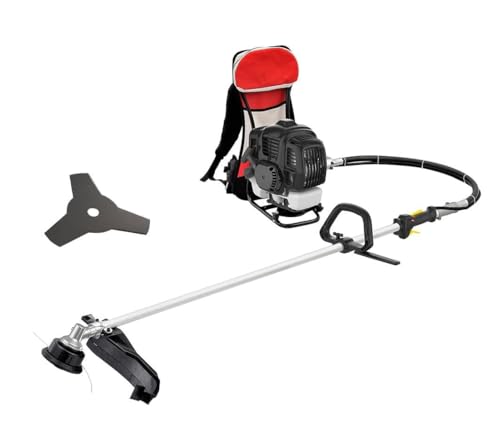 peso: 10,30 kg Decespugliatore a scoppio 52.8 cc - TAGLIAERBA A ZAINO. Larghezza di taglio 35cm. Peso 10,30kg