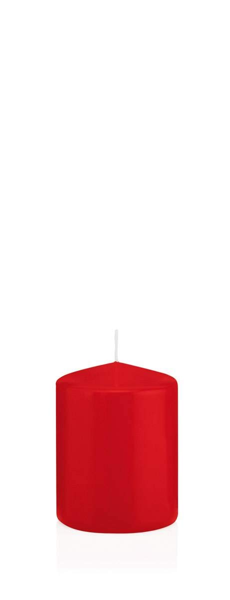 Inna-Glas Red Pillar Candle Maeva, 8Cm, Ø6cm, 29H - Made In Germany - Votive Candle