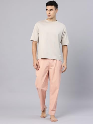 Image of Majestic Man Men's Pure Cotton Solid Lounge Pyjama Pants| Comfort Fit | Elastic Waist with Drawstring | 3 Pockets | Front Zip Closure