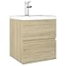 vidaXL Armoire d'Evier avec Lavabo Intégré Meuble de Rangement Placard de Salle de Bain Armoire de Rangement Toilette Intérieur Chêne Sonoma Aggloméré