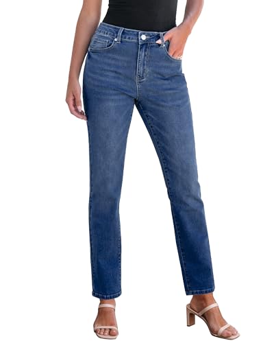 GRAPENT Straight Leg Jeans for Women High Waisted Trendy Slim Classic Stretchy Denim Work Trouser Jeans with Pockets