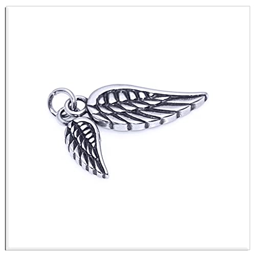 Xusamss Punk Jewelry Titanium Steel Angel Wings Pendant Necklace3