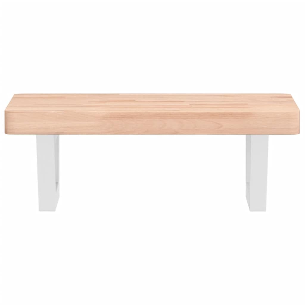 Estantería para lavabo de pared de acero y madera de haya maciza, 50 x 35 x 4 cm, con soporte trapezoidal, ahorra espacio para baño y lavabo, soporta hasta 100 kg