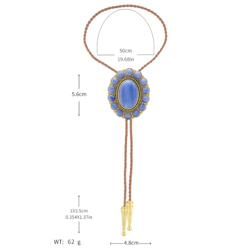 Image of GelConnie Bolo Tie for Men Women Western Cowboy Turquoise Leather Necktie | Natural Stone Bolo Tie Necklace for Women Rodeo Cowboy Leather Necktie Native American Western Cowgirl Ties Adjustable Cord